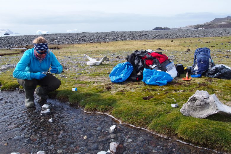 Pobór próbek wody ze Strumienia Ornitologów, fot. Dagmara Bożek-Andryszczak